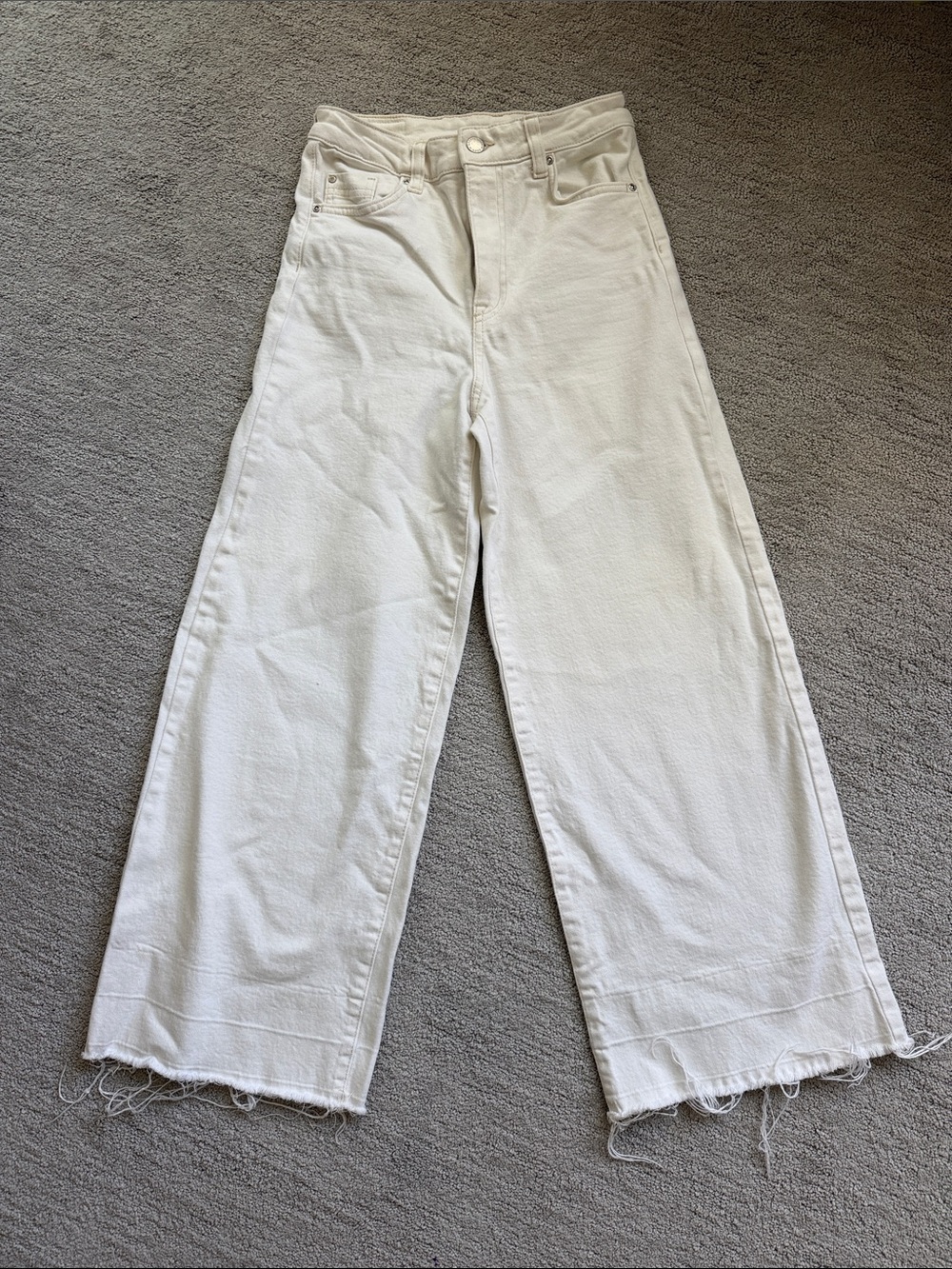 H&M Cream High Waist Denim Culotte - 99% cotton - 1% Elastane